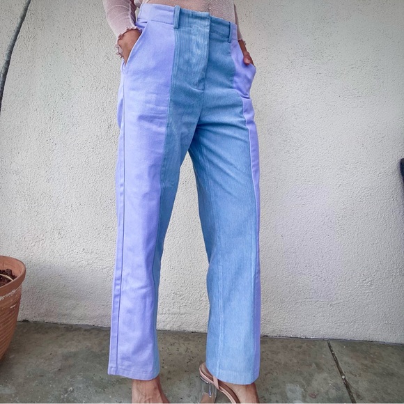 Papermoon Blue and Lavender Wide Leg Pants - Picture 3 of 8